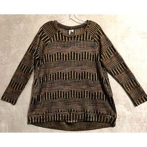 Comfy‎ USA Women's Long Sleeve Knit Tunic Size S Crinkle Abstract Lagenlook